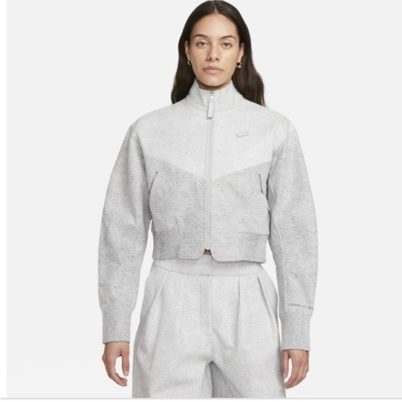 NIKE Forward White gray textured therma fit performance JACKET size small‎ new - Picture 1 of 11